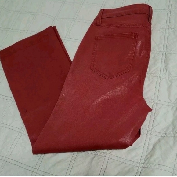 Nine west Womens high rise kicker FLARE crop jeans sz 4 Red new - Picture 2 of 3